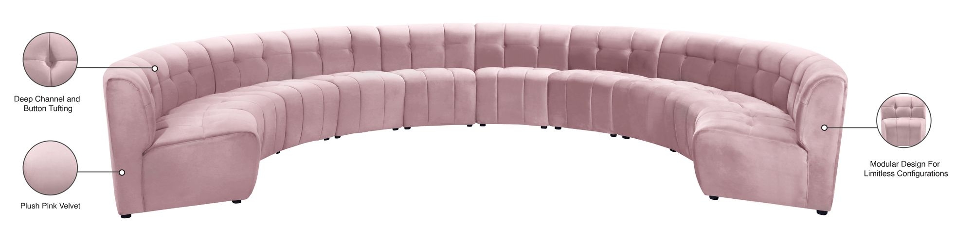 Limitless 173" 10-Piece Modular Velvet Sectional