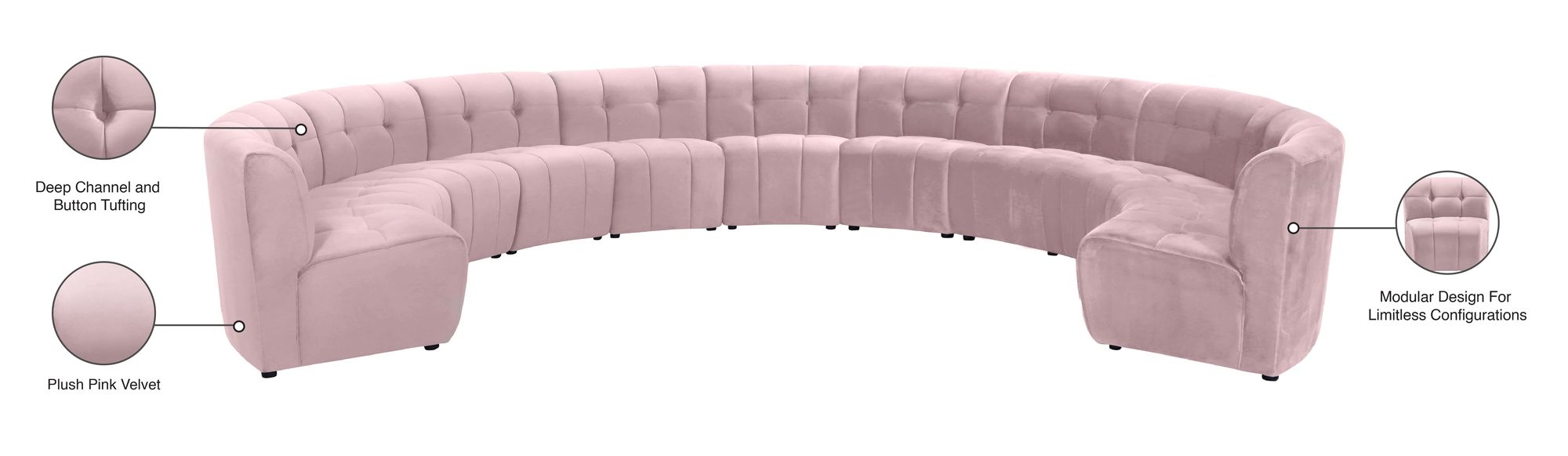 Limitless 173" 11-Piece Modular Velvet Sectional