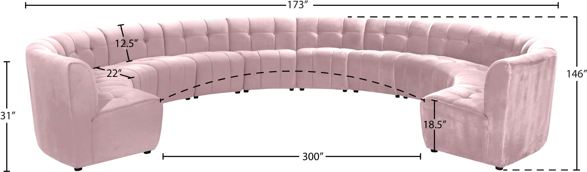 Limitless 173" 12-Piece Modular Velvet Sectional