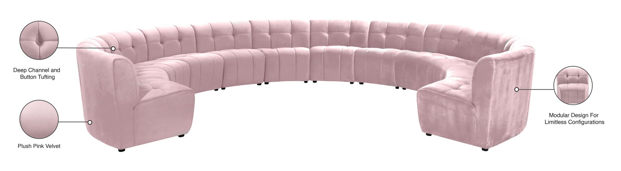 Limitless 173" 12-Piece Modular Velvet Sectional