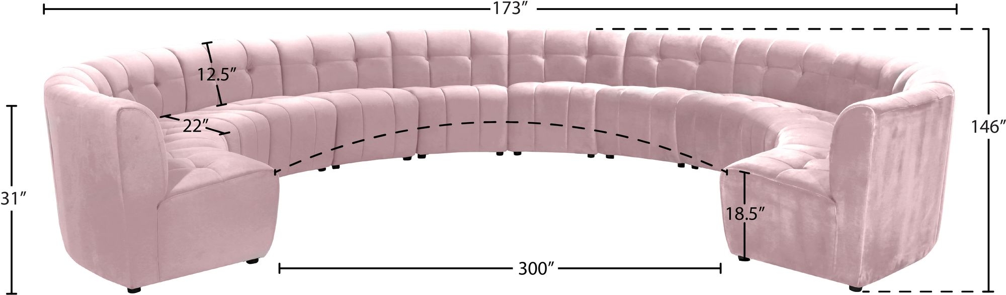 Limitless 173" 12-Piece Modular Velvet Sectional