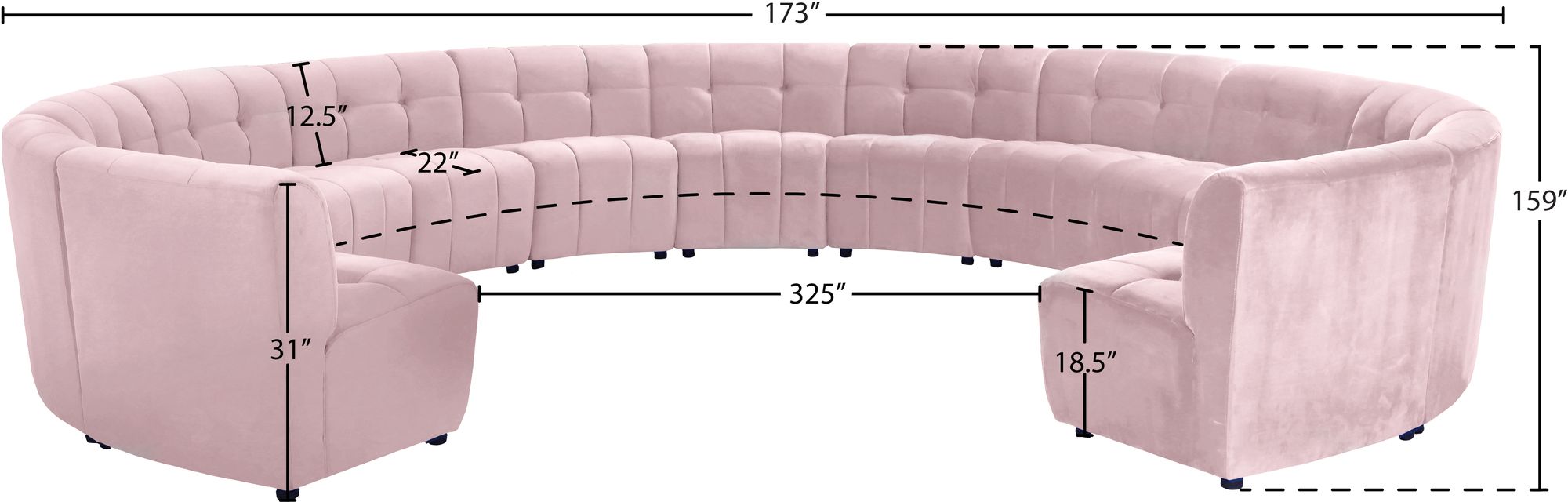 Limitless 173" 13-Piece Modular Velvet Sectional