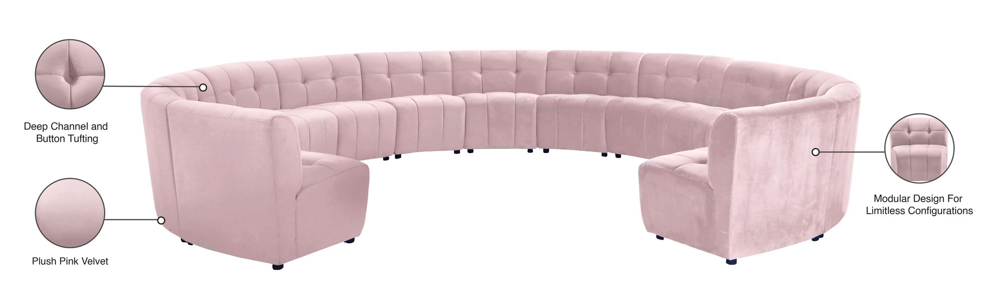 Limitless 173" 13-Piece Modular Velvet Sectional