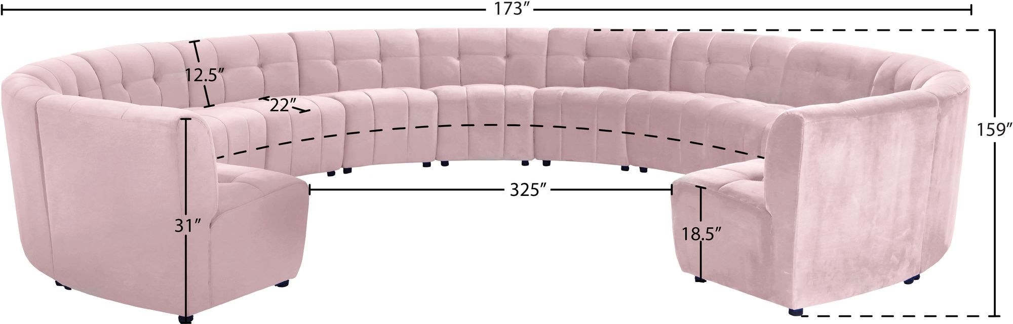Limitless 173" 13-Piece Modular Velvet Sectional