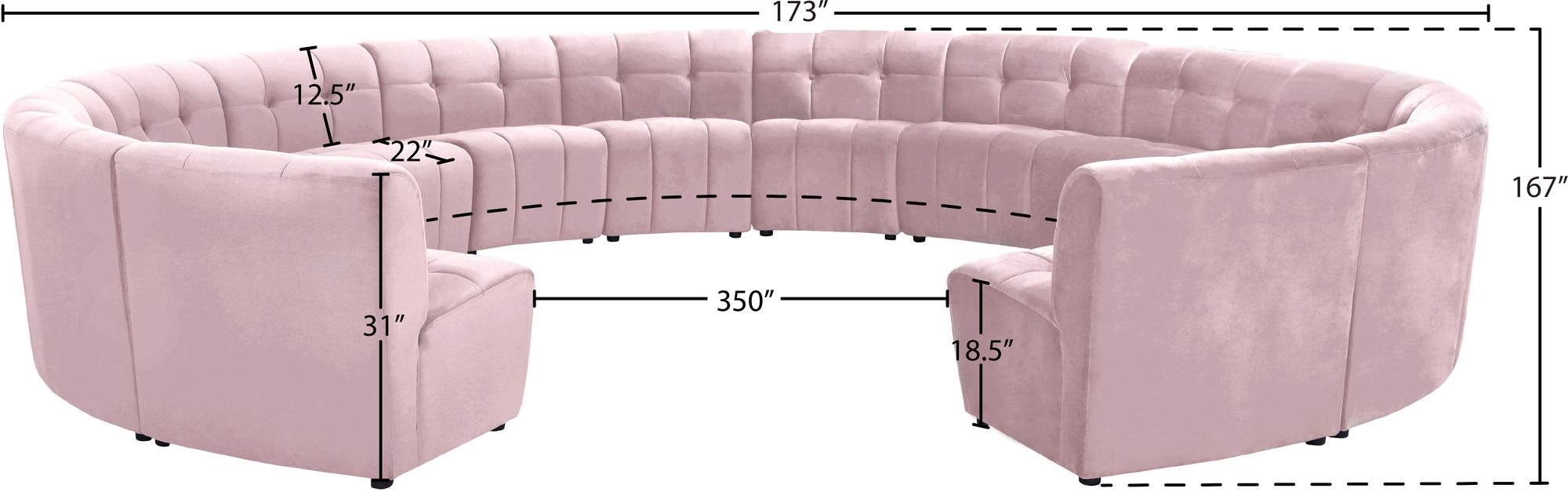 Limitless 173" 14-Piece Modular Velvet Sectional