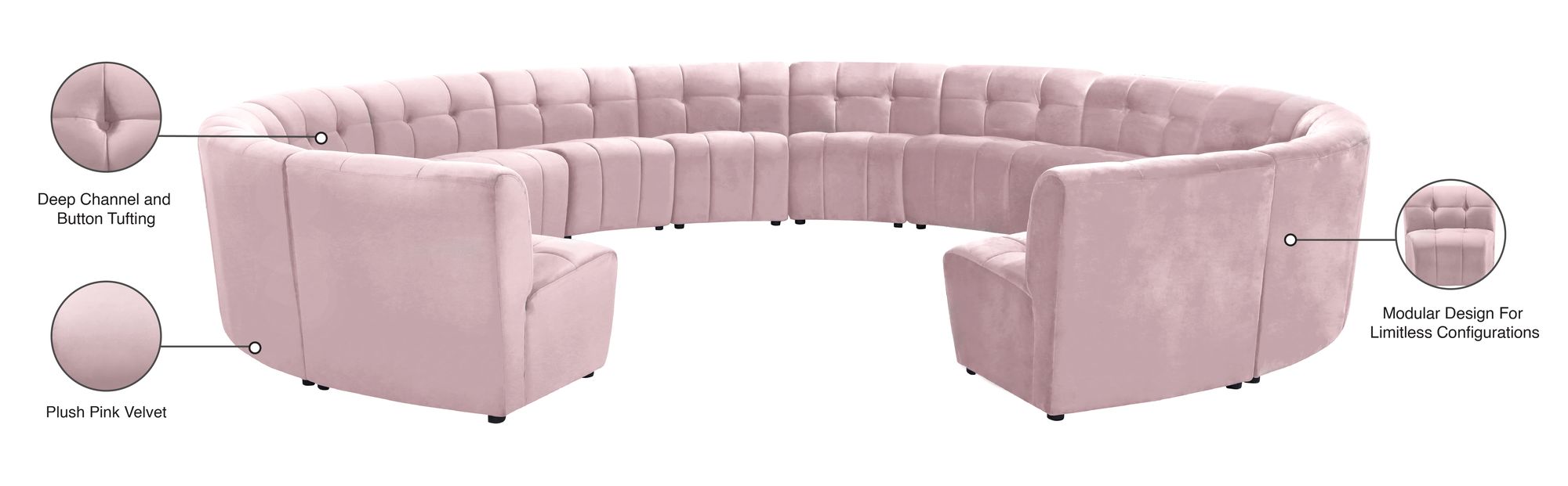 Limitless 173" 14-Piece Modular Velvet Sectional