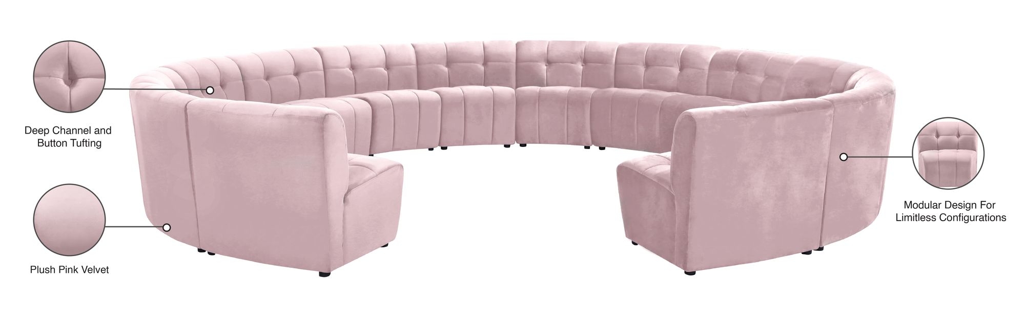 Limitless 173" 14-Piece Modular Velvet Sectional