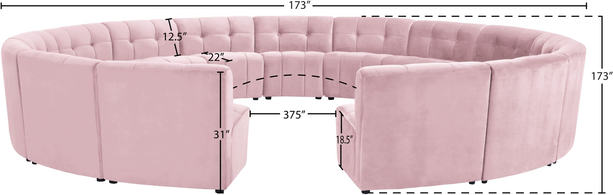 Limitless 173" 15-Piece Modular Velvet Sectional