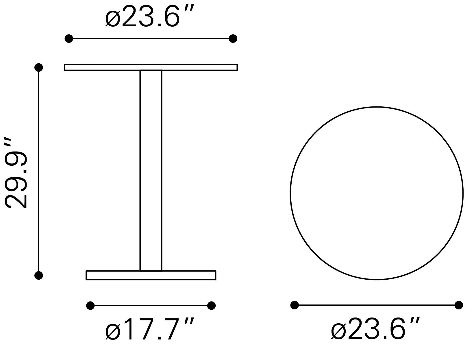 Alto Round MDF/Steel Bistro Table