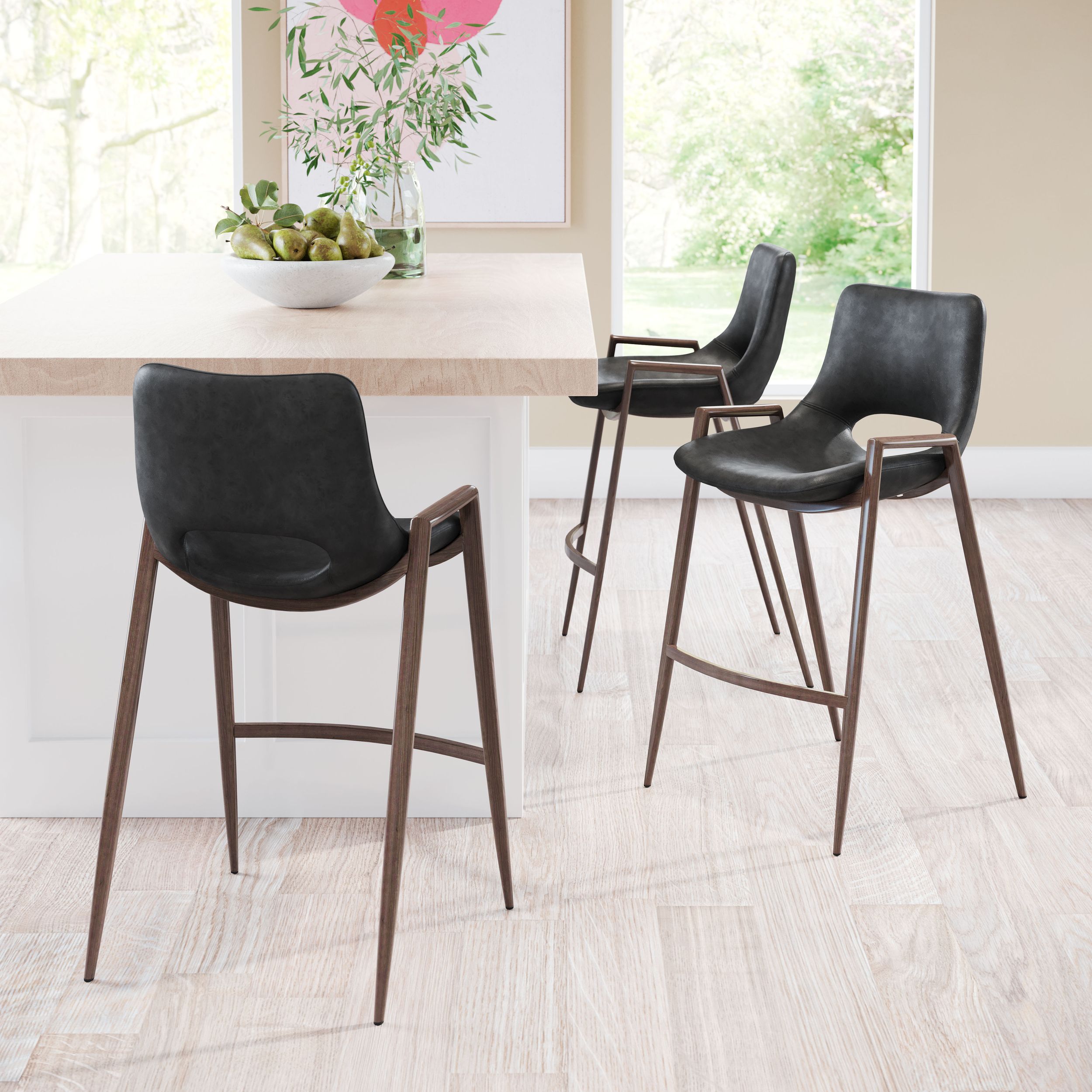Desi Faux Leather/Steel Counter Stool