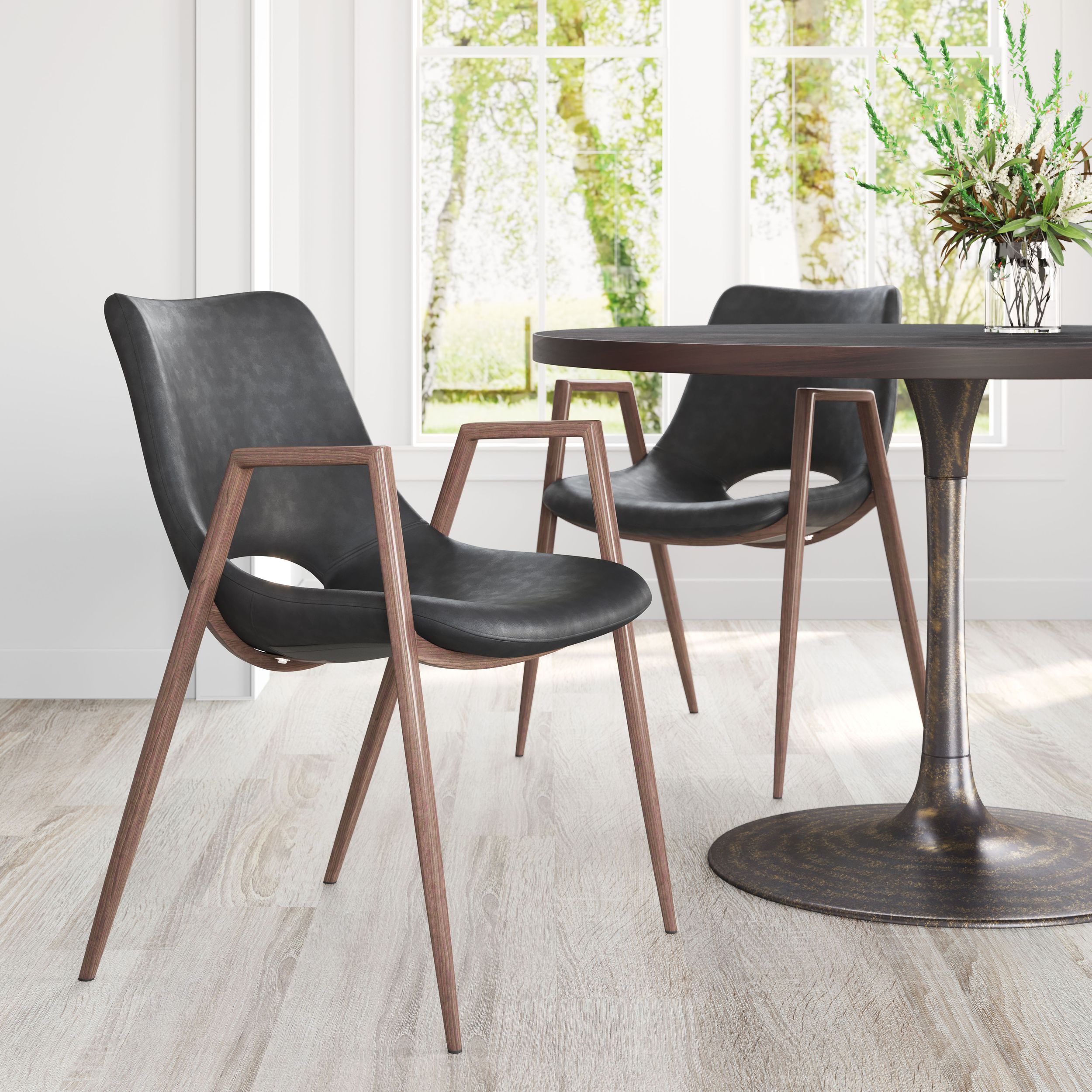 Desi Faux Leather/Steel Dining Chair