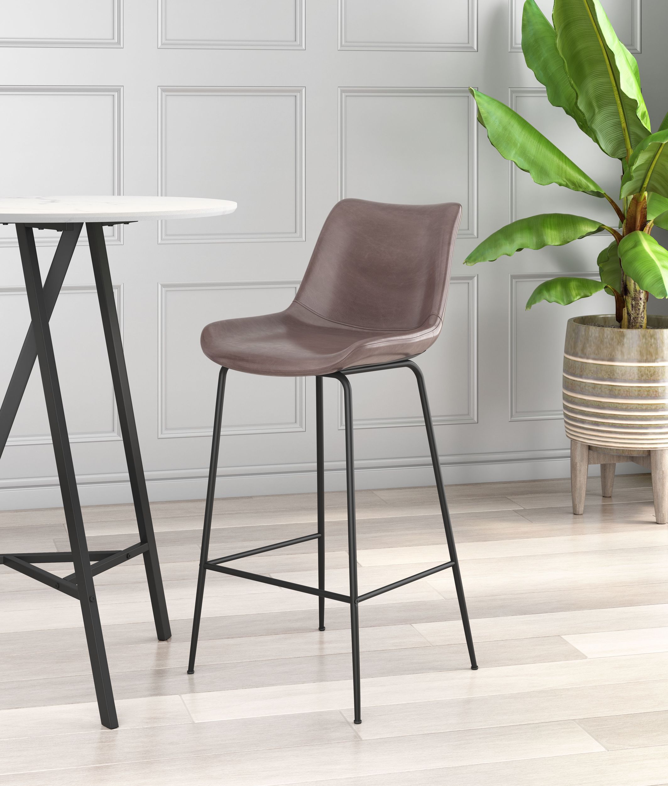 Byron Faux Leather/Steel Barstool