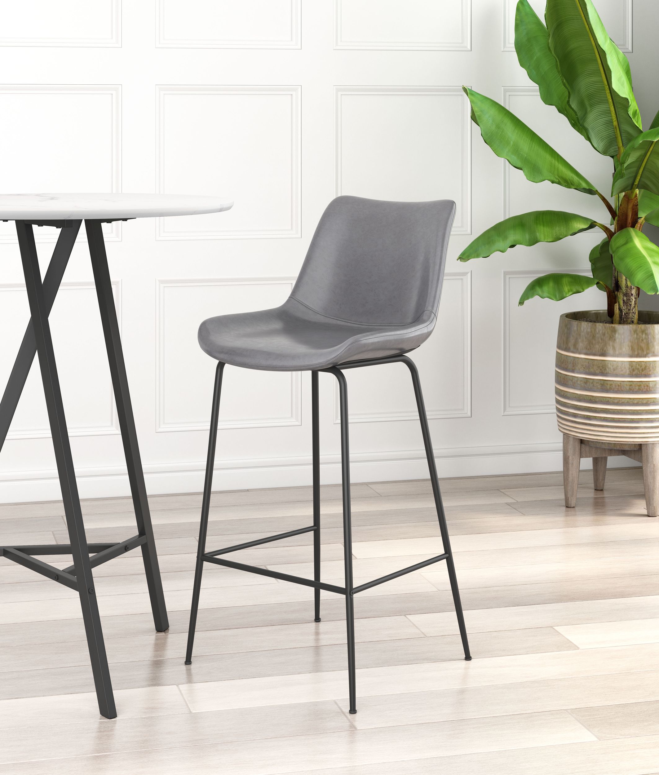 Byron Faux Leather/Steel Barstool