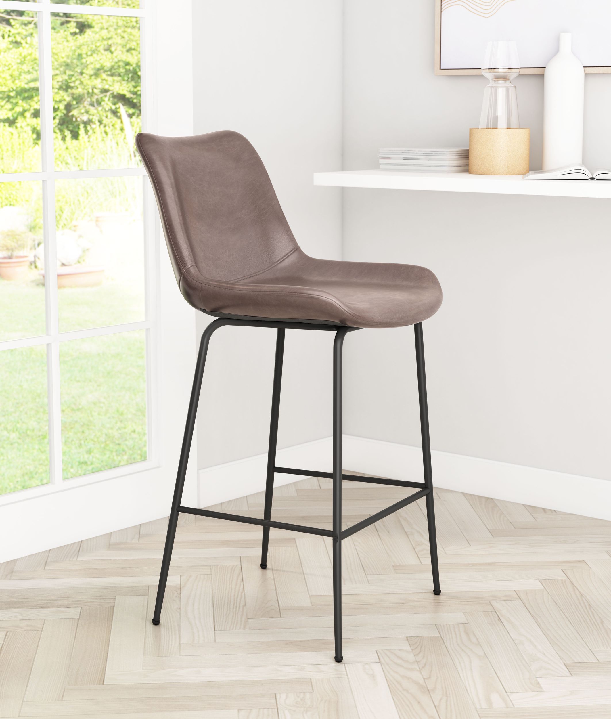 Byron Faux Leather/Steel Counter Stool
