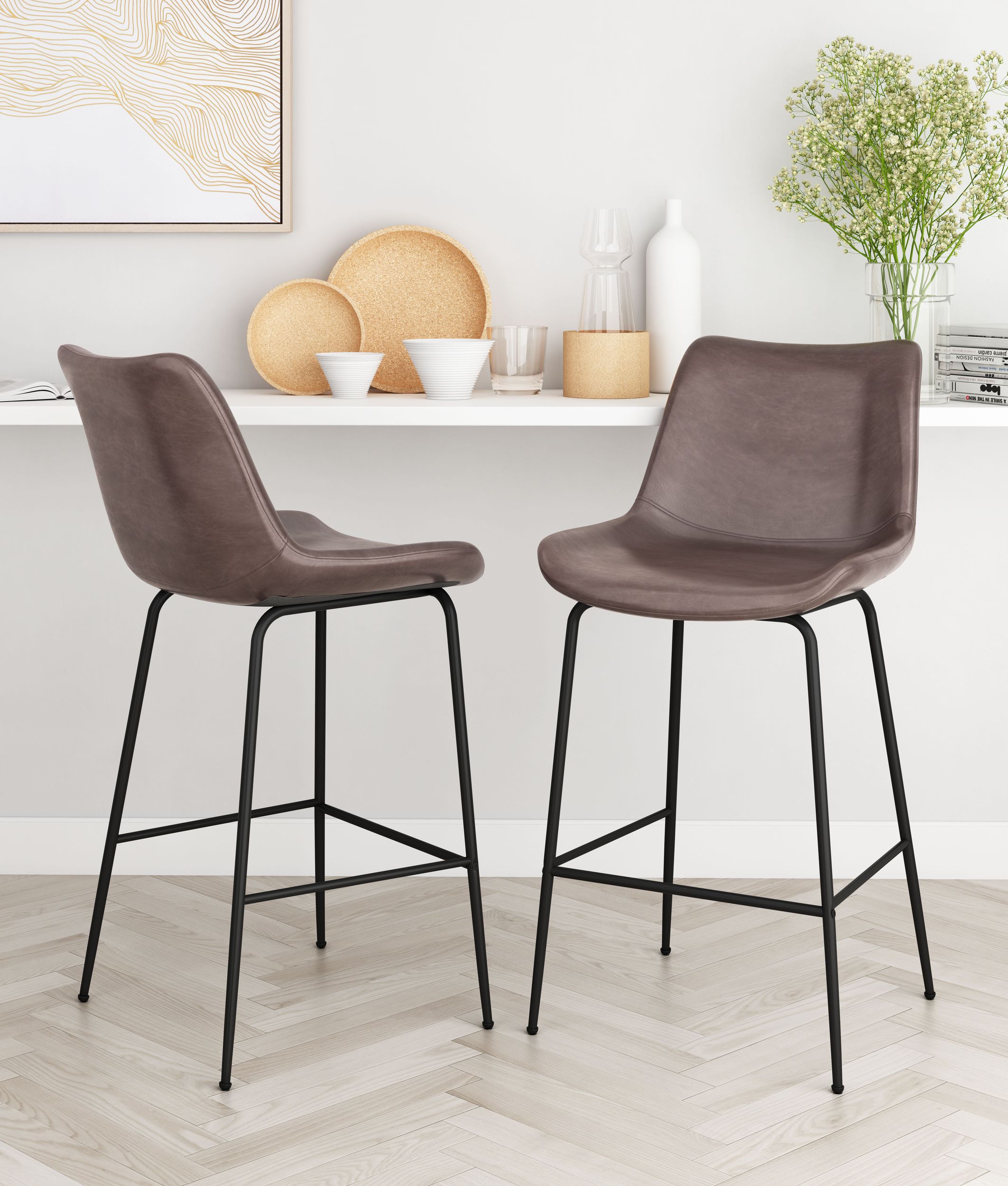 Byron Faux Leather/Steel Counter Stool