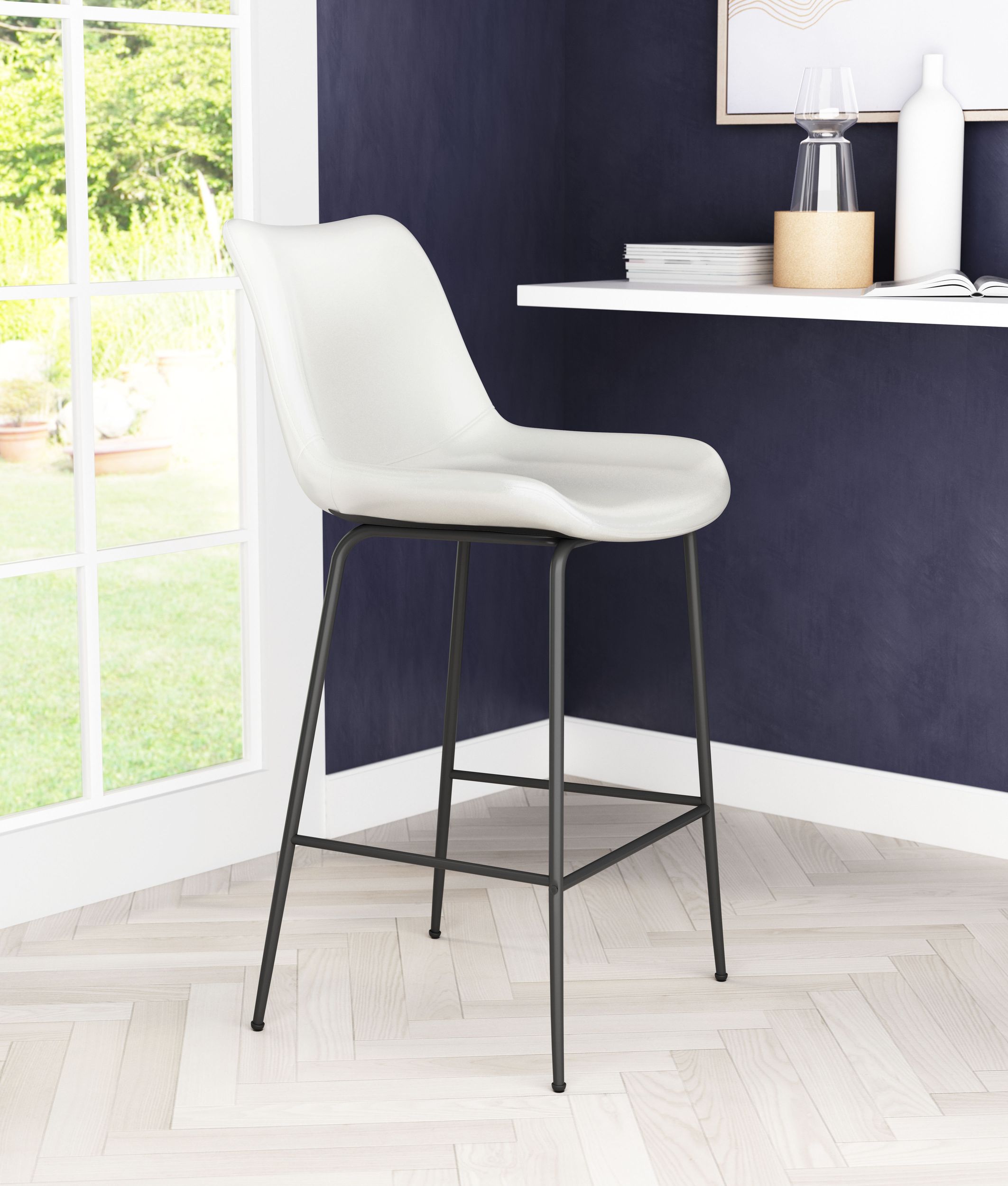 Byron Faux Leather/Steel Counter Stool