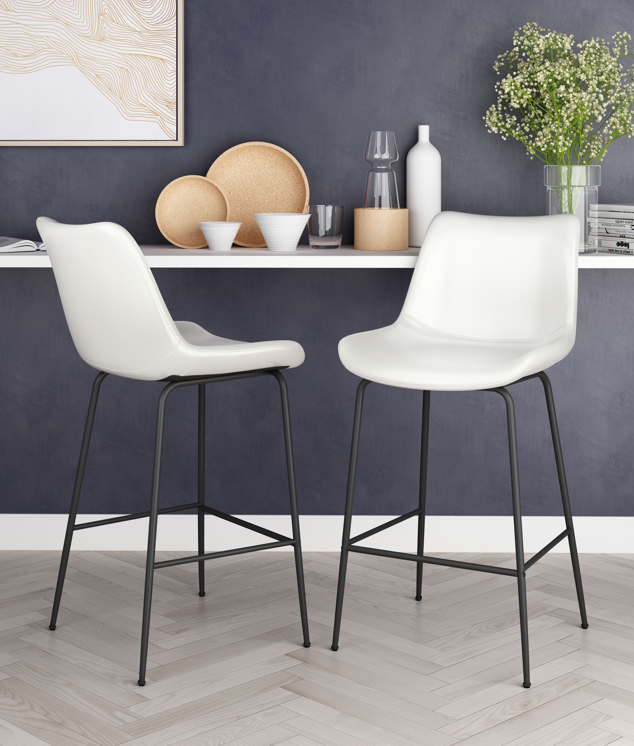 Byron Faux Leather/Steel Counter Stool