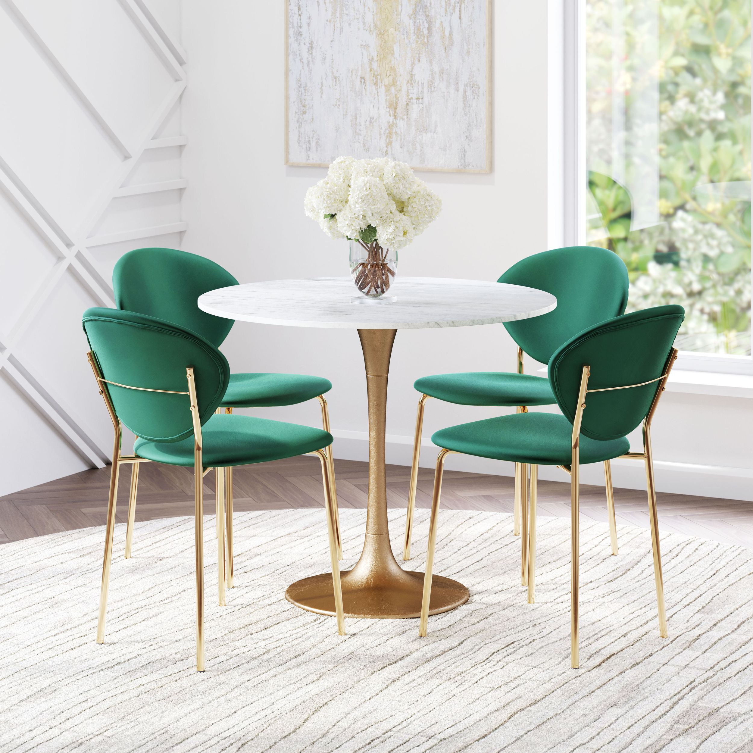 Fullerton Round Marble/Aluminum Dining Table