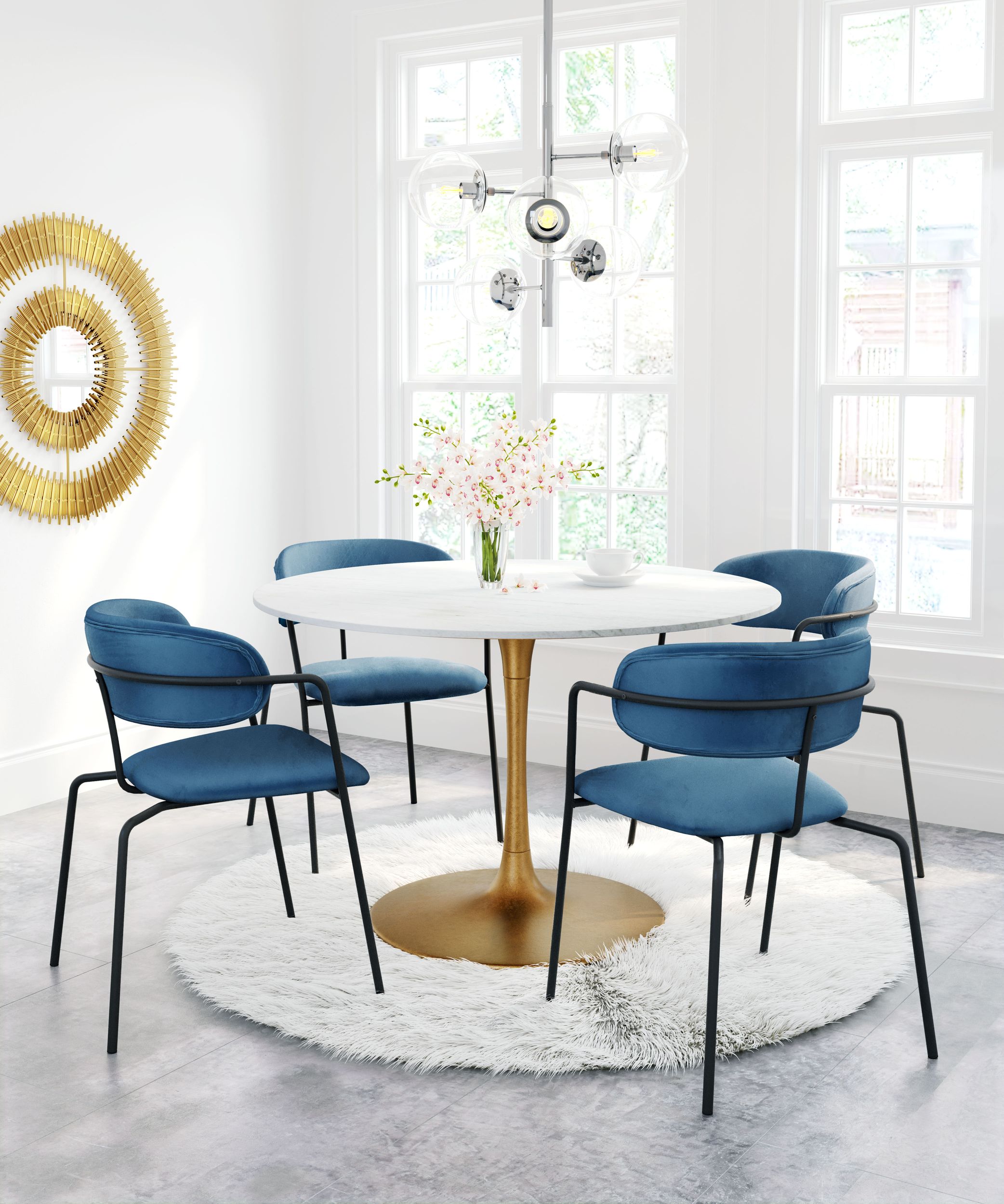 Ithaca Round Marble/Aluminum Dining Table