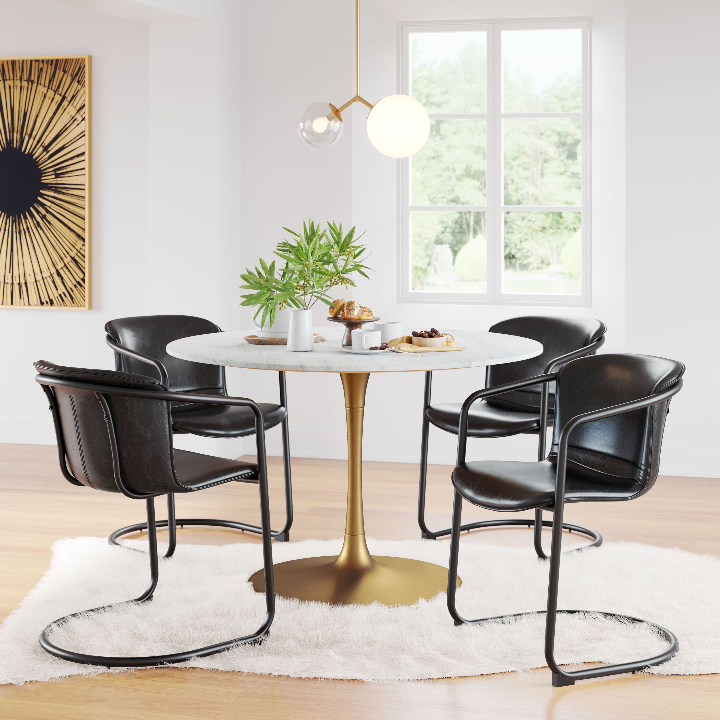 Ithaca Round Marble/Aluminum Dining Table