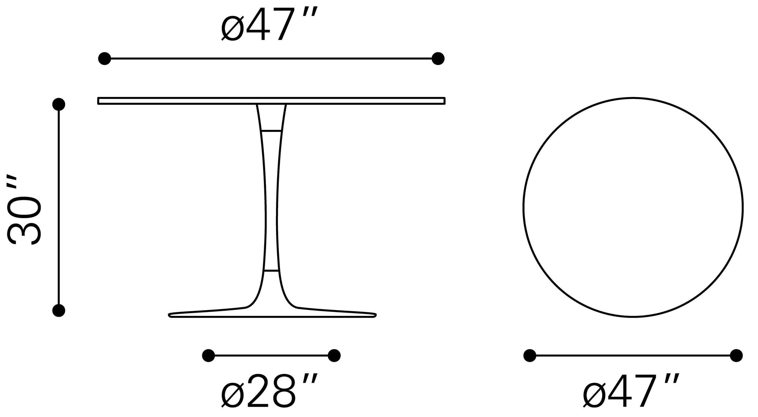Ithaca Round Marble/Aluminum Dining Table