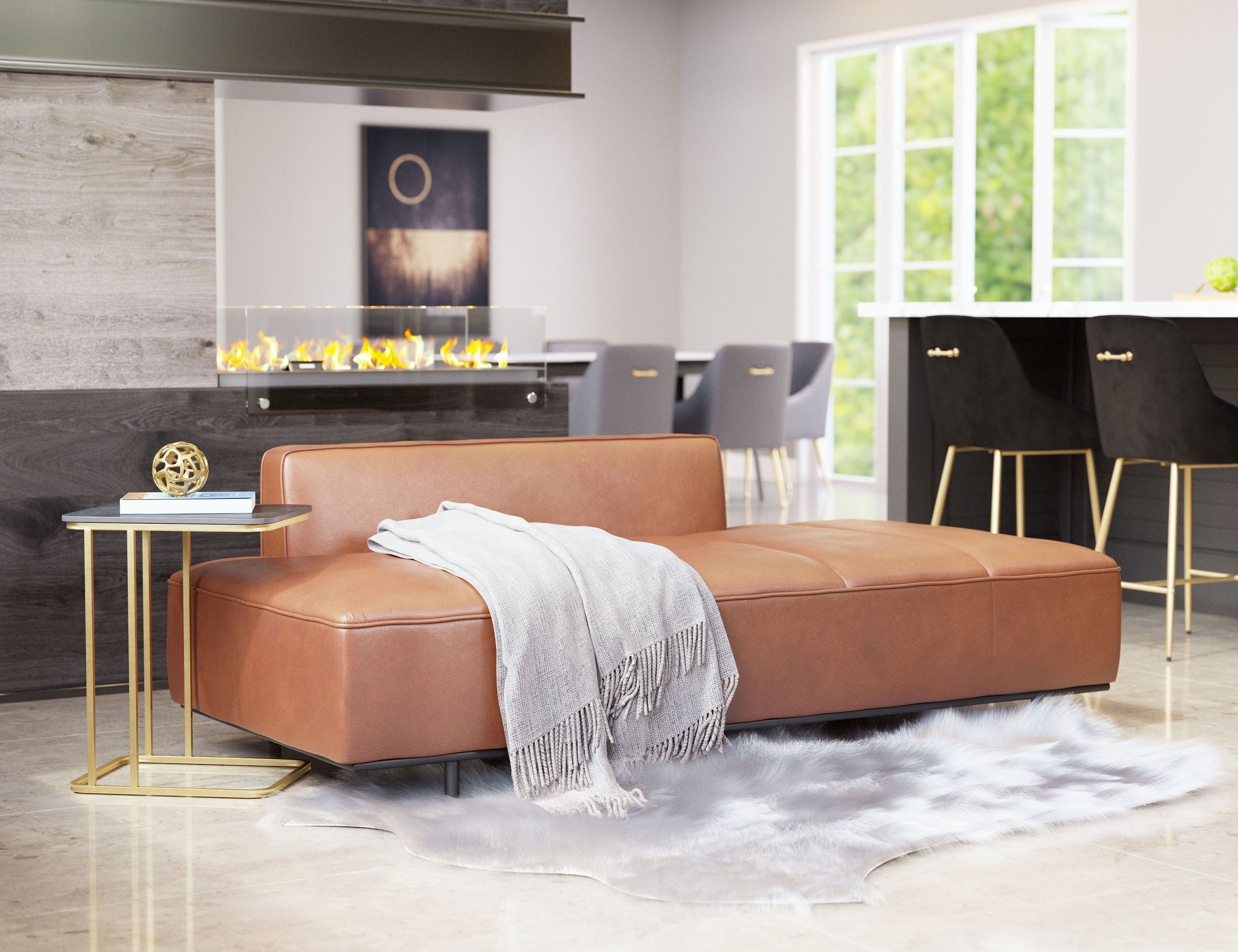 Confection Faux Leather Sofa