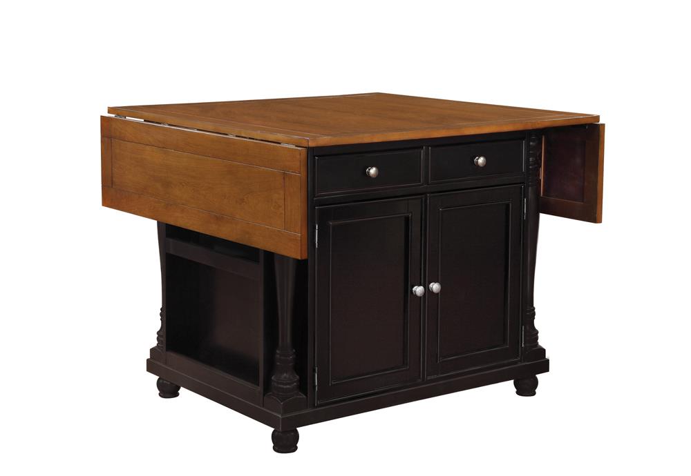 Slater 2-Drawer Wood Veneer Kitchen Island with Drop Leaves