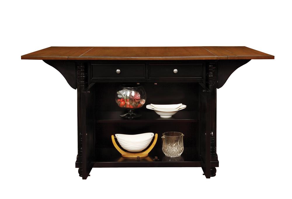 Slater 2-Drawer Wood Veneer Kitchen Island with Drop Leaves