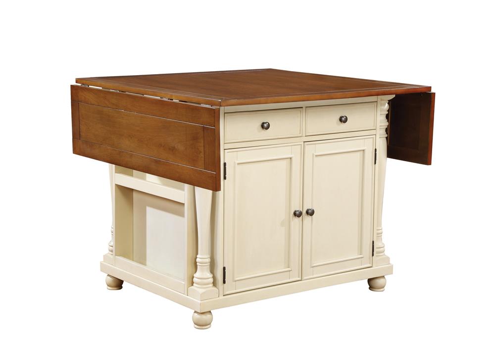 Slater 2-Drawer Wood Veneer Kitchen Island with Drop Leaves