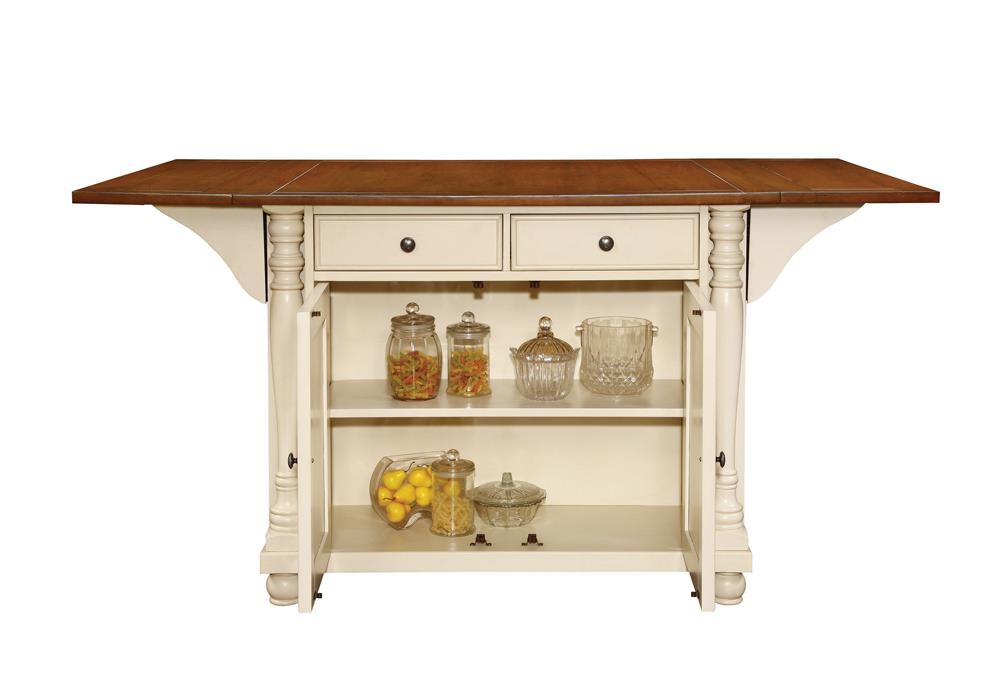 Slater 2-Drawer Wood Veneer Kitchen Island with Drop Leaves