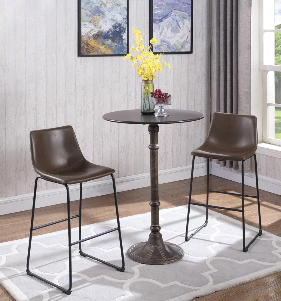 Michelle Leatherette Armless Bar Stool with Metal Base