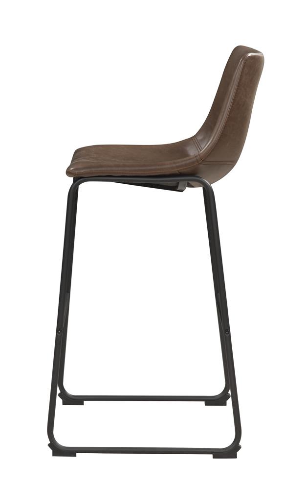 Michelle Leatherette Armless Bar Stool with Metal Base