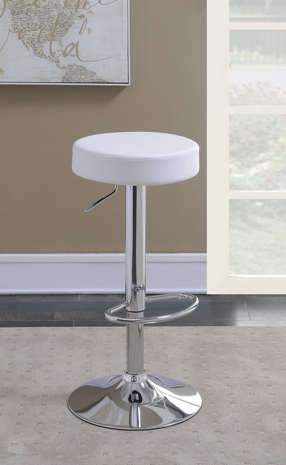 Ramses Leatherette Adjustable Bar Stool with Chrome Base