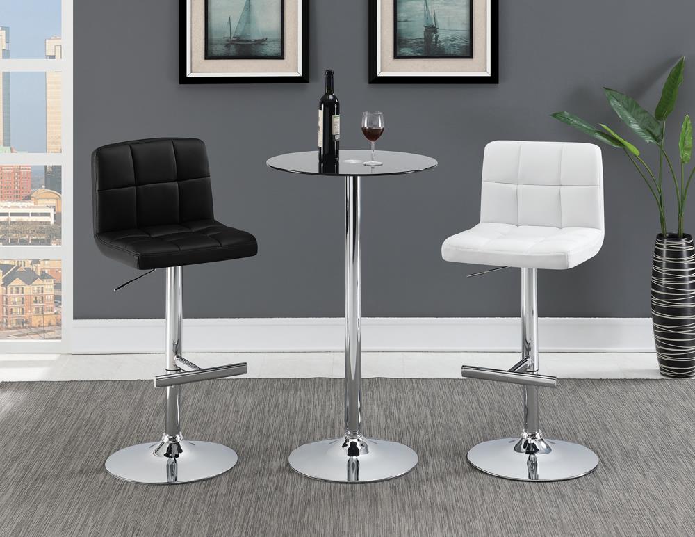 Lenny Leatherette Adjustable Height Bar Stool with Chrome Base