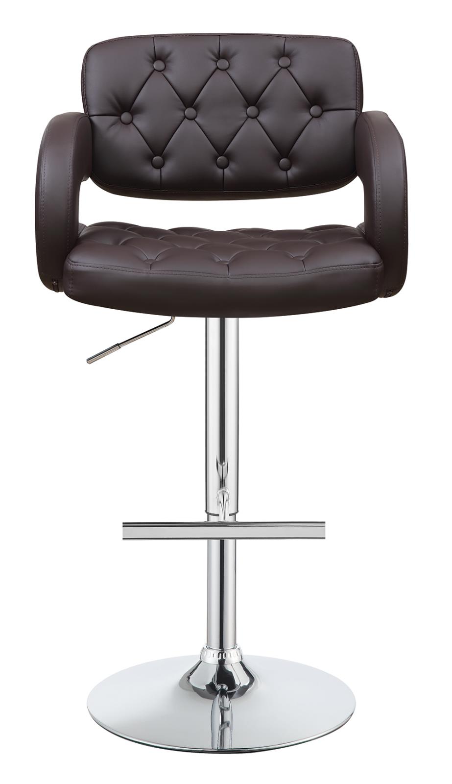 Brandi Leatherette Adjustable Height Bar Stool with Chrome Base 