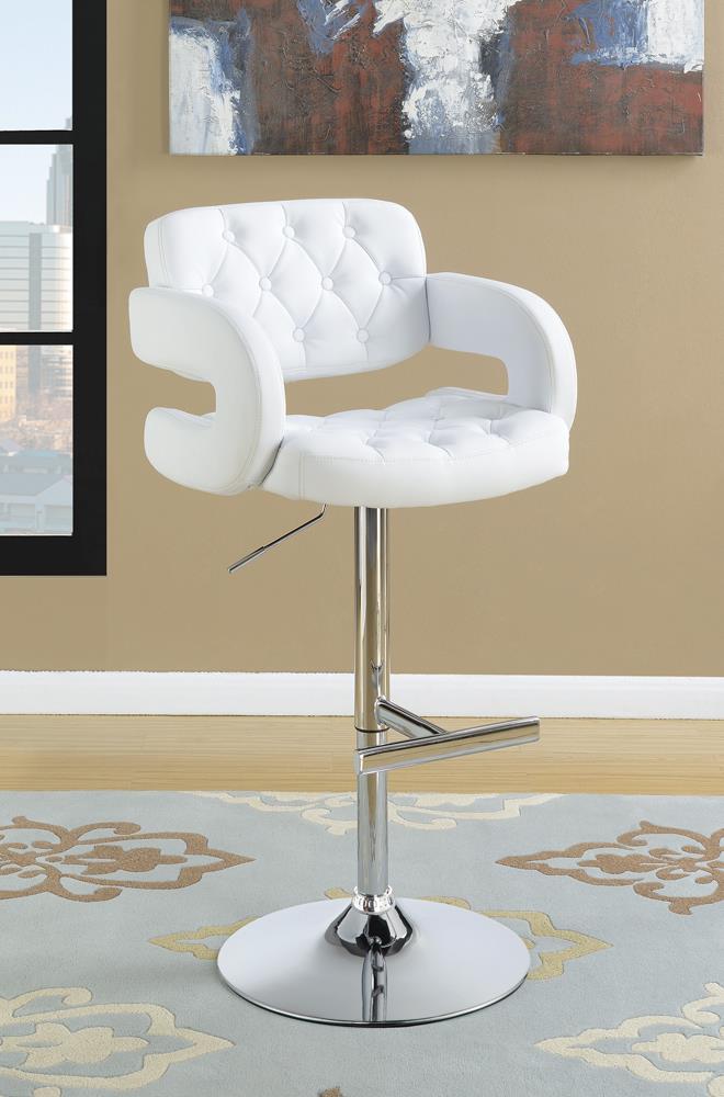 Brandi Leatherette Adjustable Height Bar Stool with Chrome Base 