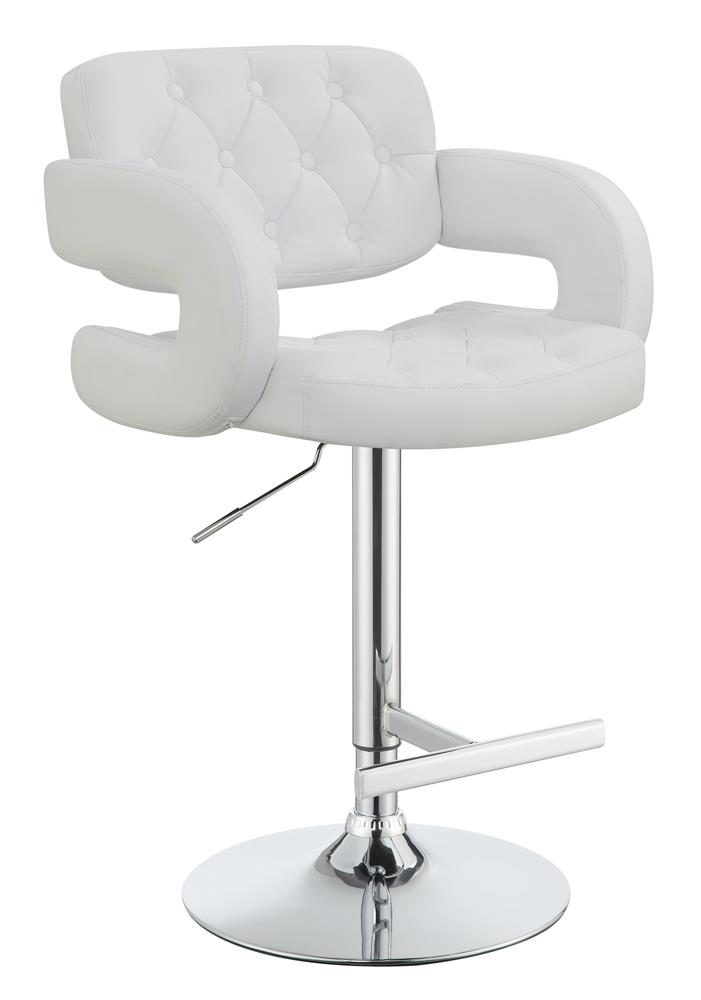 Brandi Leatherette Adjustable Height Bar Stool with Chrome Base 