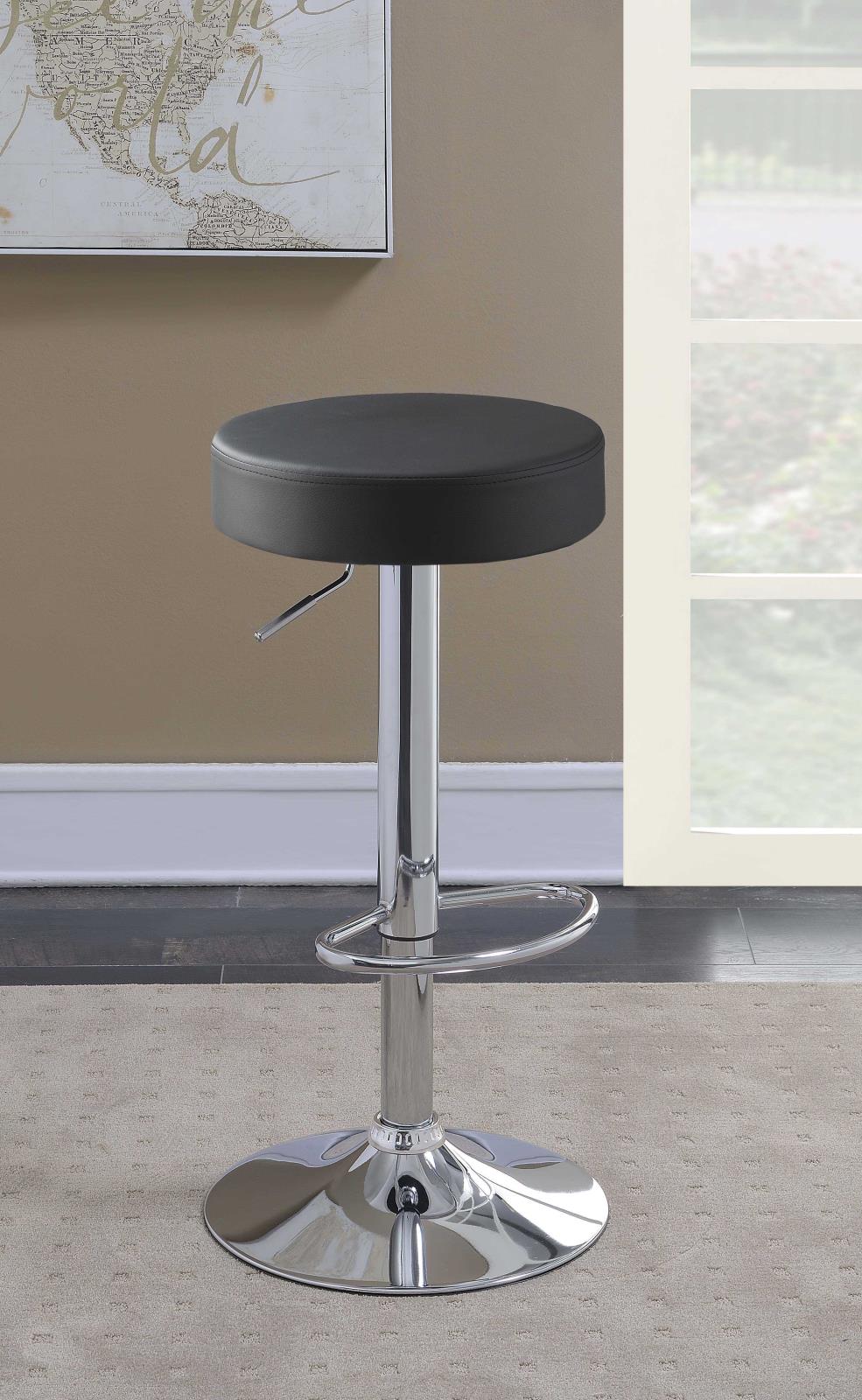 Ramses Leatherette Adjustable Bar Stool with Chrome Base