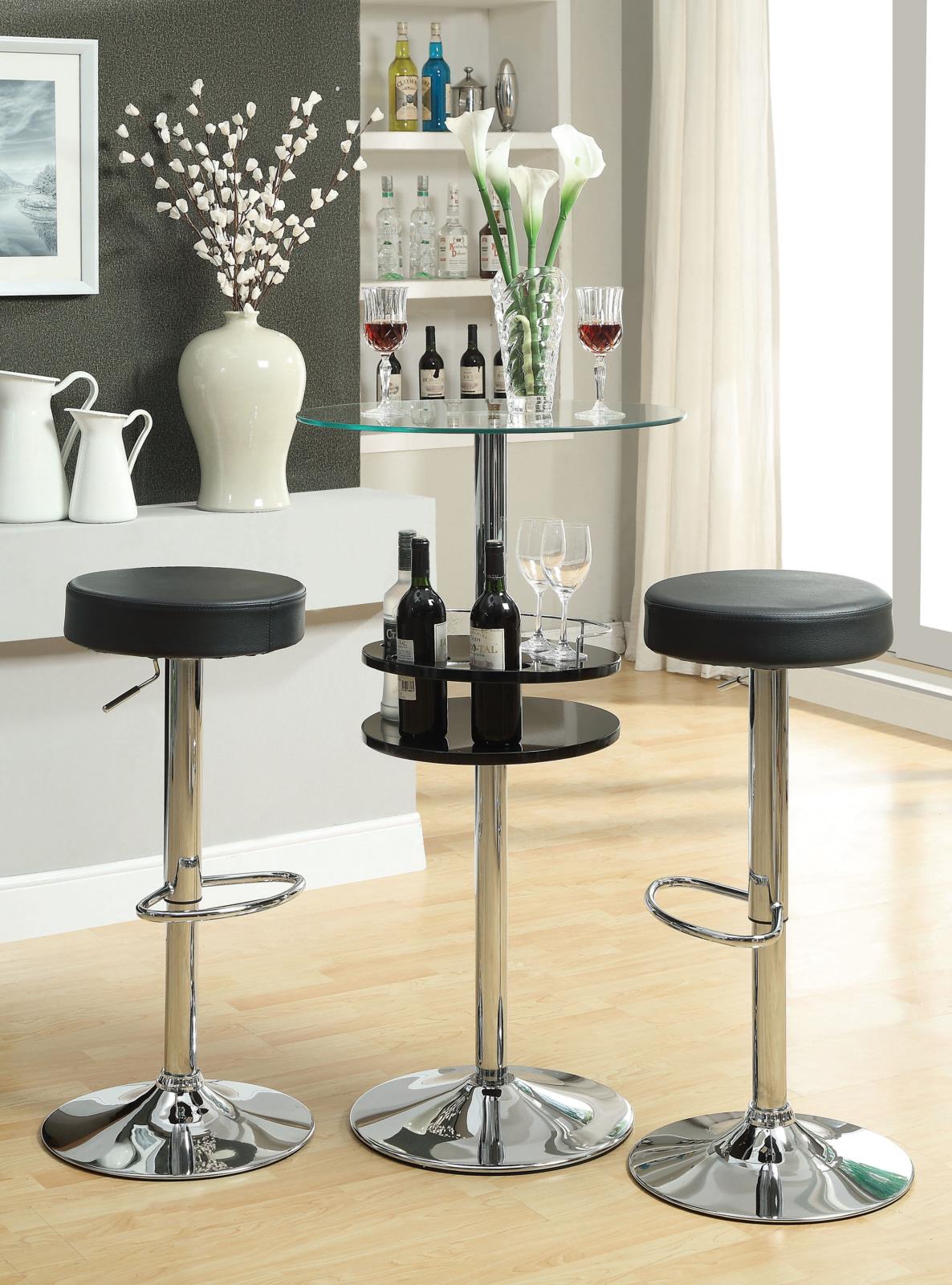 Ramses Leatherette Adjustable Bar Stool with Chrome Base