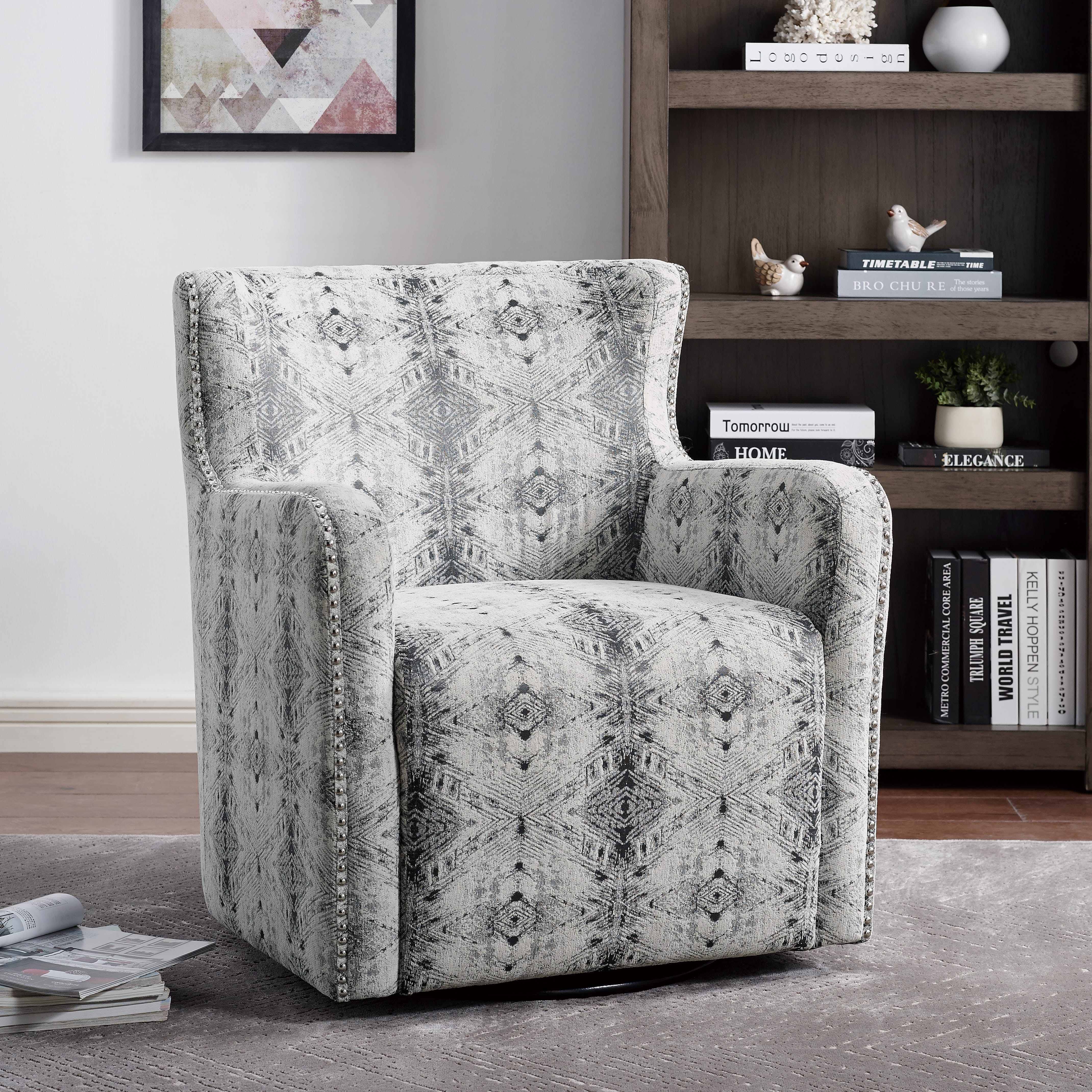 Lonita Chenille Fabric Swivel Chair