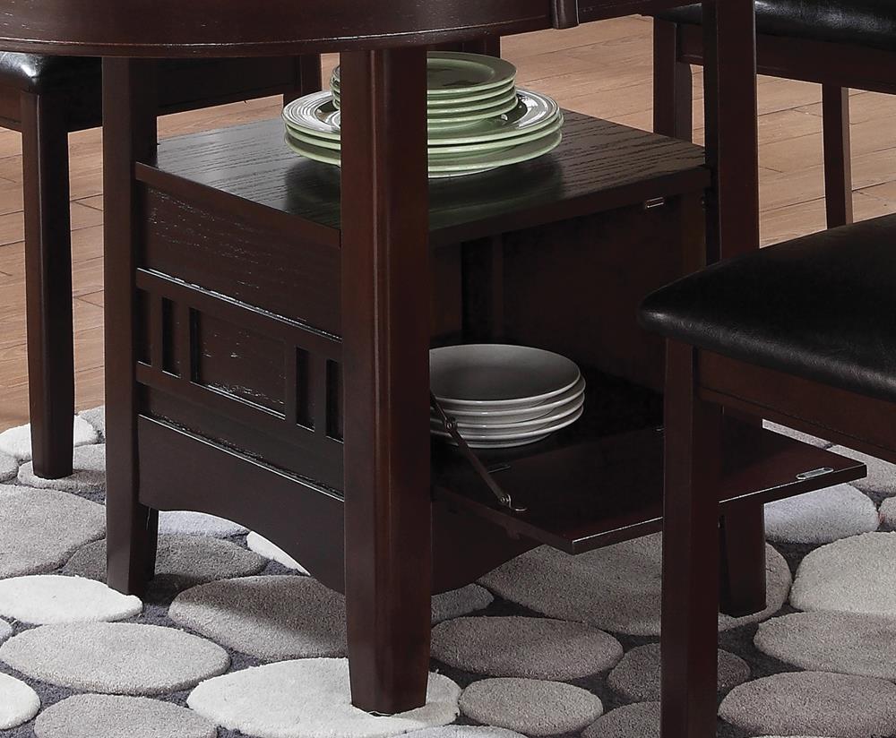 Lavon 42" Wood Veneer Round Extendable Dining Table with Storage