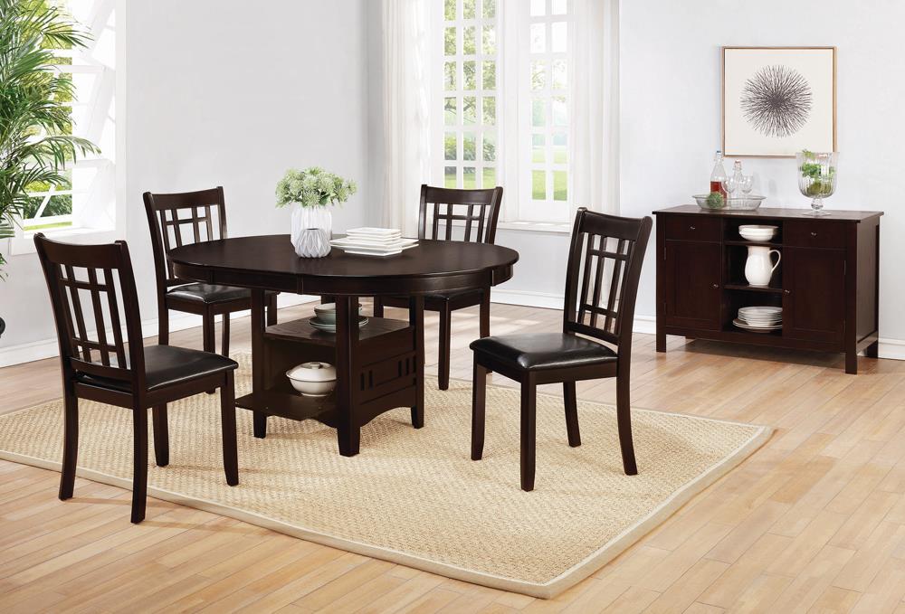 Lavon Leatherette Dining Side Chair with Wood Base
