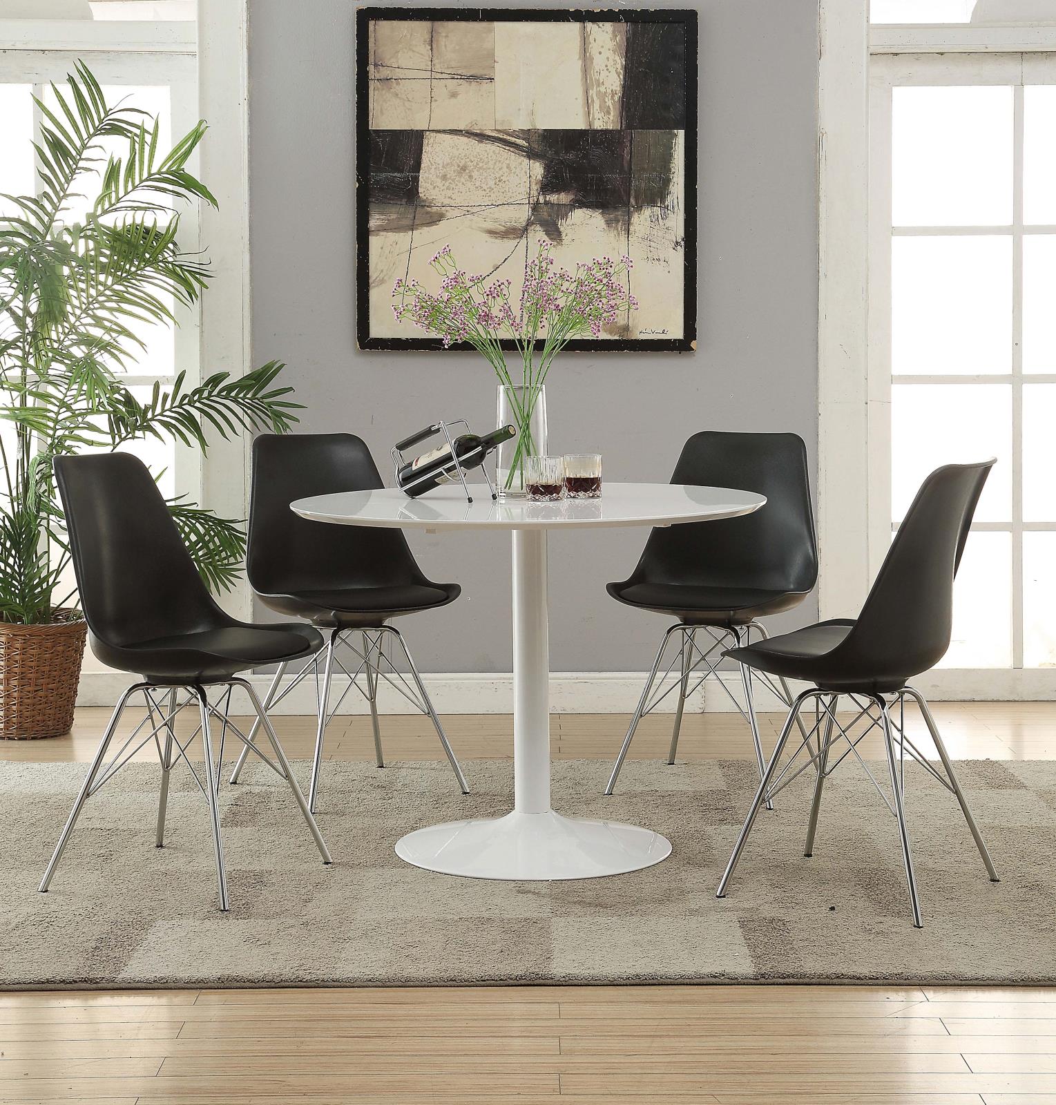 Juniper Polypropylene/Leatherette Side Chair w/ Chrome Base