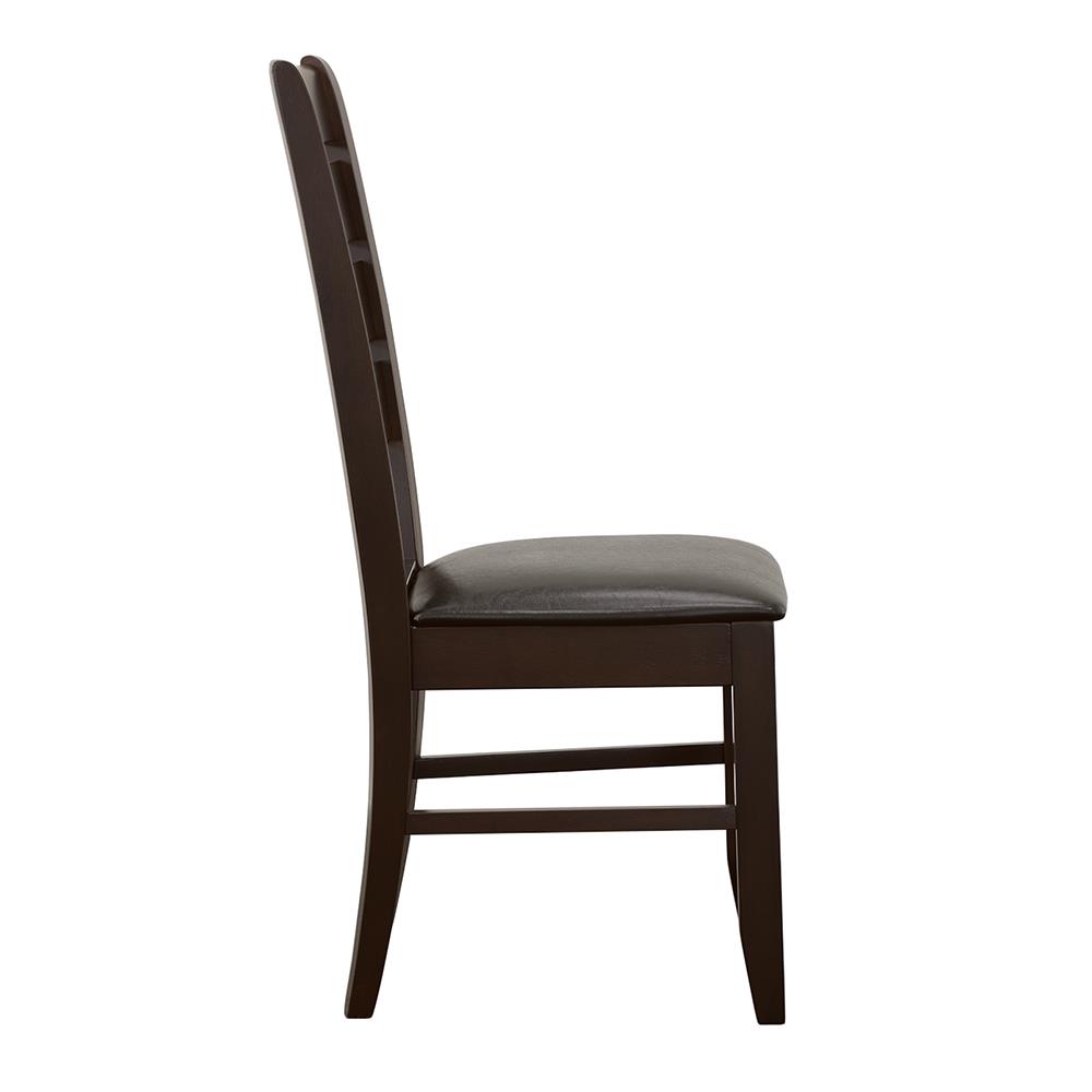 Dalila Fabric/Leatherette Ladder Back Side Chair with Wood Base