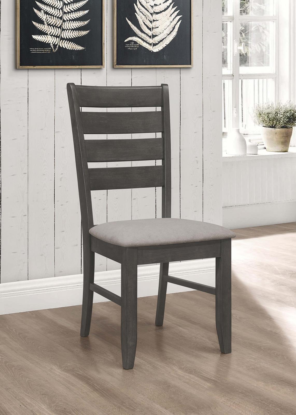 Dalila Fabric/Leatherette Ladder Back Side Chair with Wood Base