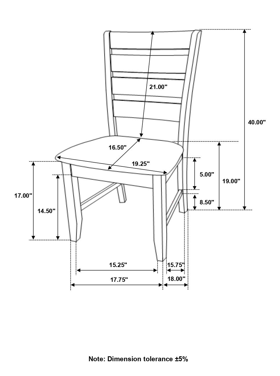 Dalila Fabric/Leatherette Ladder Back Side Chair with Wood Base