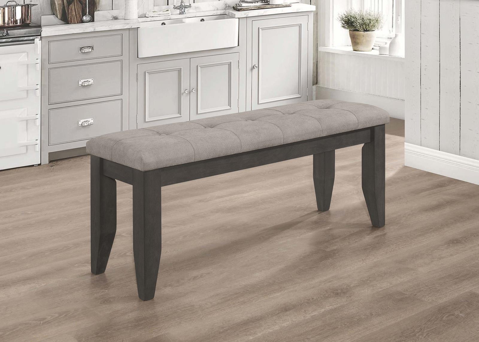 Dalila Padded Cushion Fabric/Leatherette Bench with Wood Base