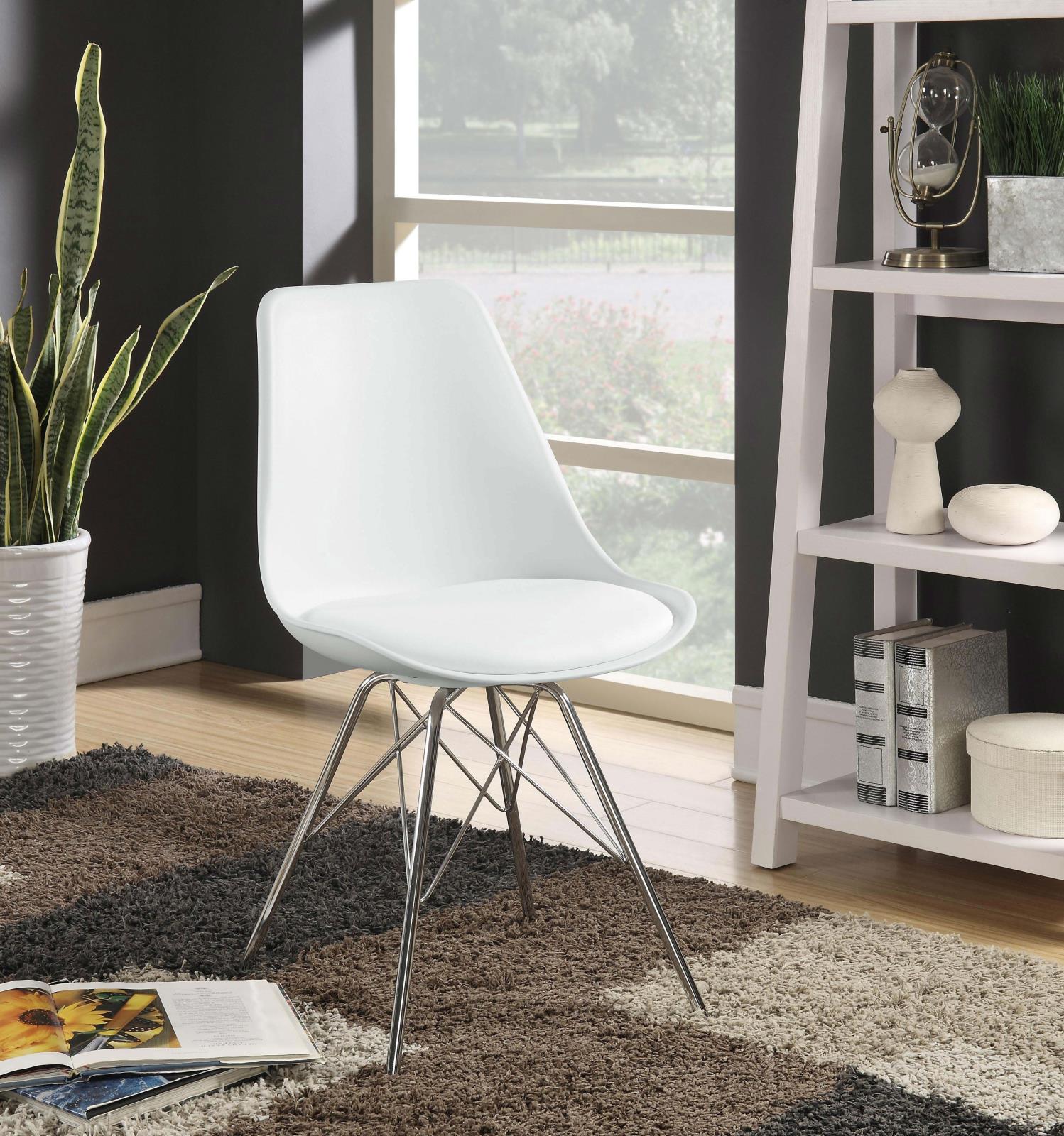 Juniper Polypropylene/Leatherette Side Chair w/ Chrome Base