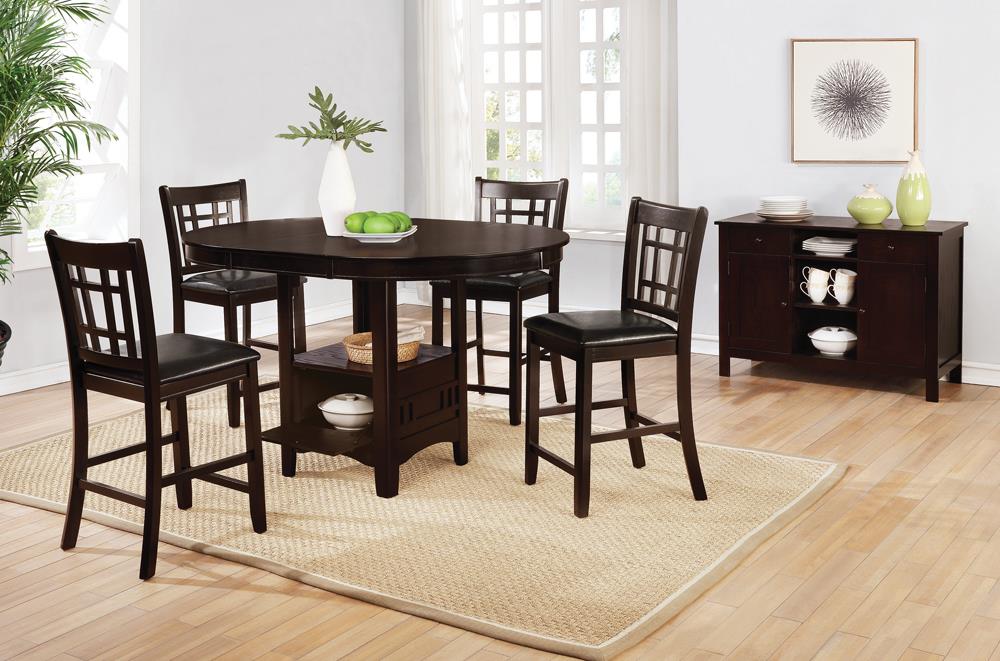 Lavon Fabric/Leatherette Counter Height Stool w/ Wood Legs & Lattice Back