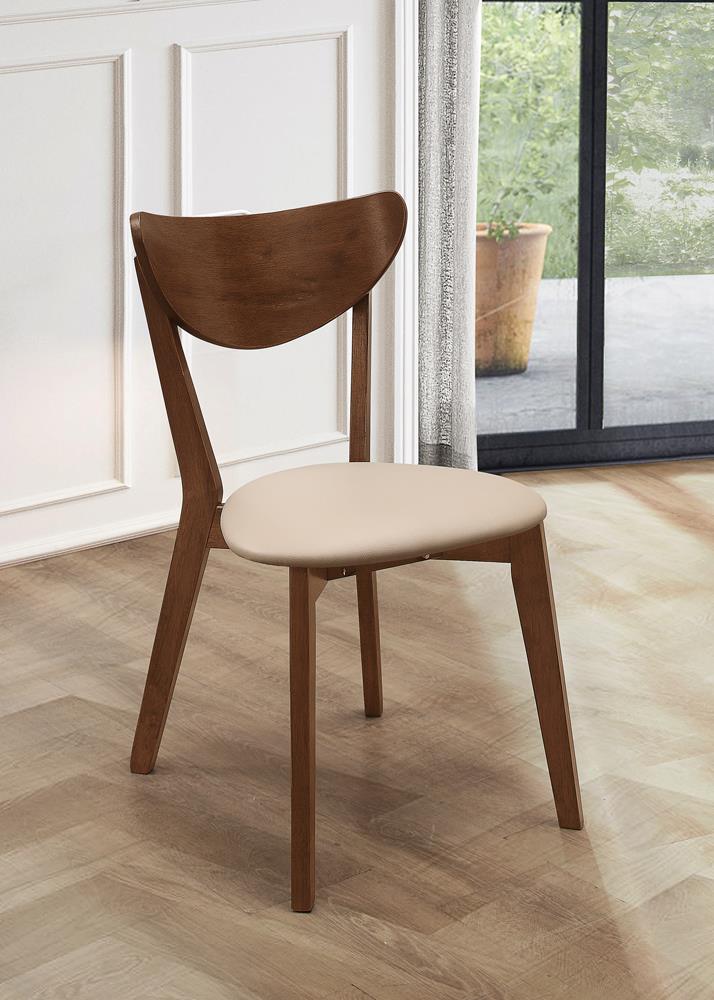 Kersey Leatherette Curved Back Dining Side Chair with Wood Legs
